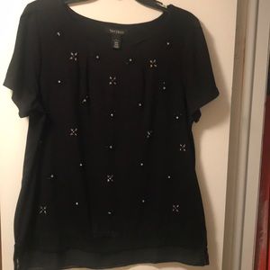 White House/ Black Market Embellished Black Blouse